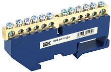 Шина неизолированная IEK N "ноль" ШНИ-6х9-12-Д-С 12 групп синий картинка 